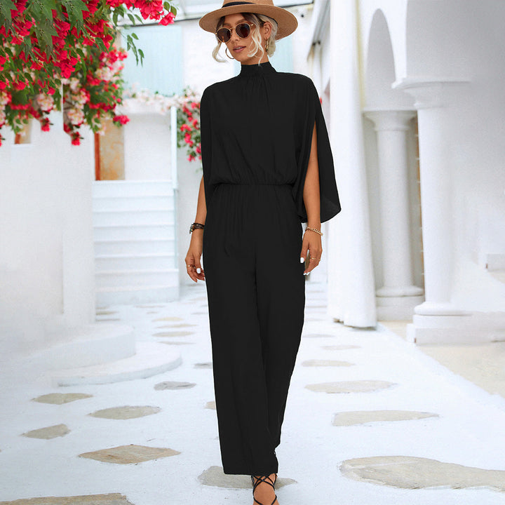 Elegante jumpsuit - Wijde Benen & Uitsnijdende Mouwen met Zakken