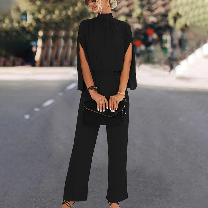 Elegante jumpsuit - Wijde Benen & Uitsnijdende Mouwen met Zakken