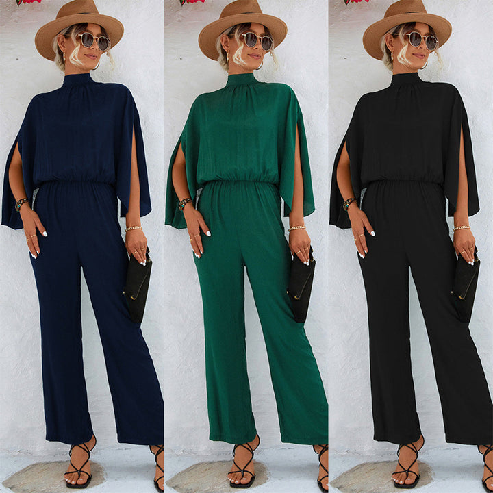 Elegante jumpsuit - Wijde Benen & Uitsnijdende Mouwen met Zakken
