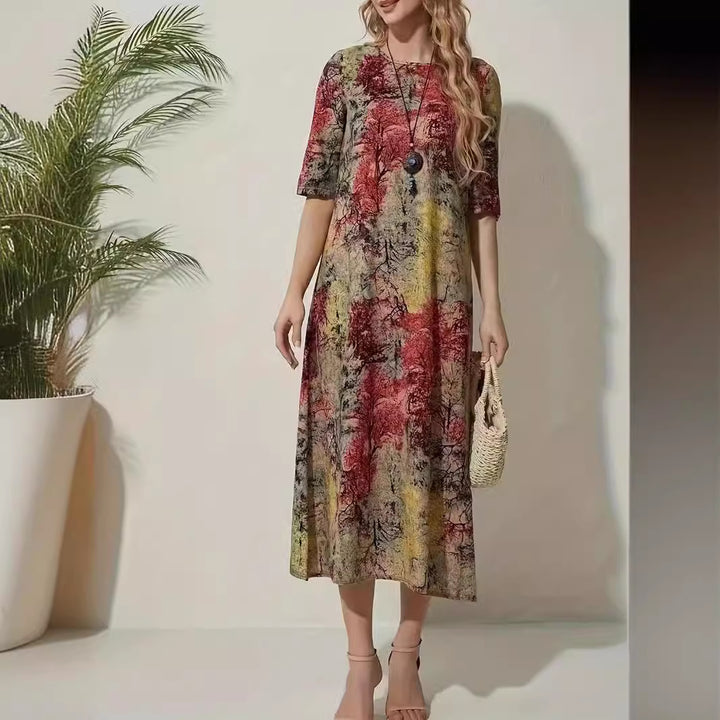 Etnische Stijl Jurk – Ronde Hals & A-Lijn Vorm