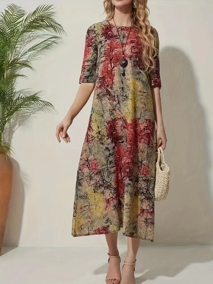 Etnische Stijl Jurk – Ronde Hals & A-Lijn Vorm