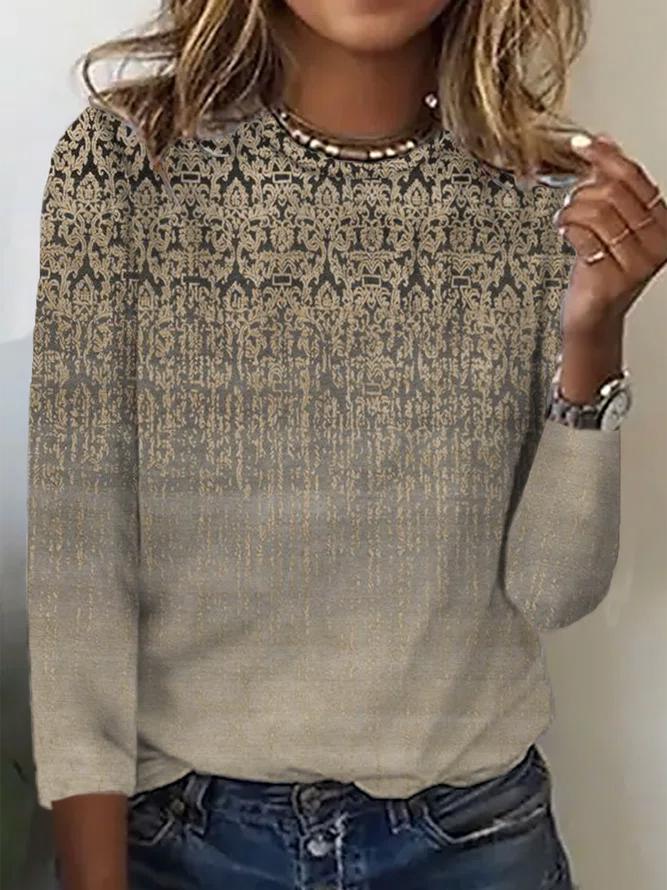 Eva - Top met lange mouwen en gouden luxe ombreprint