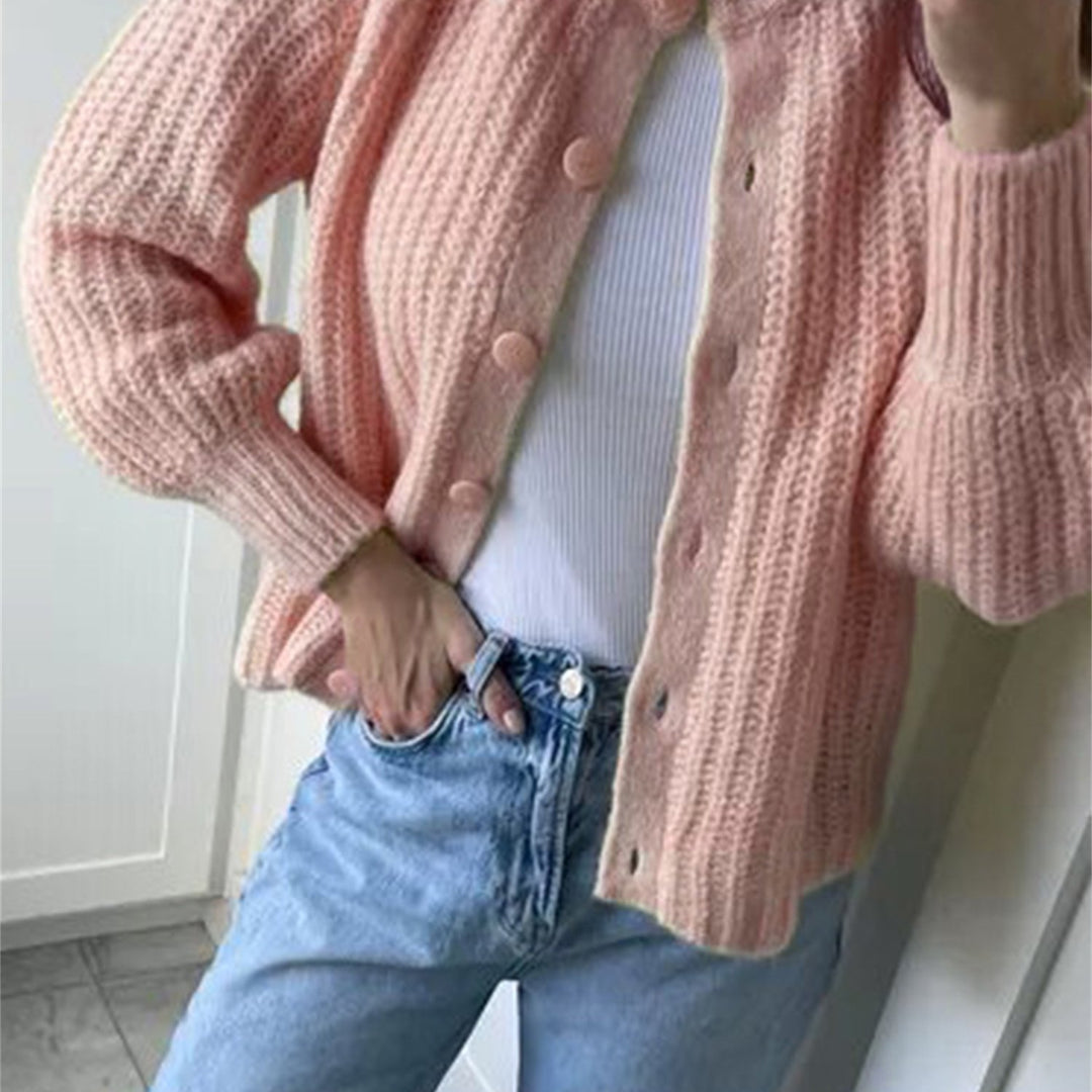 Gebreide Cardigan – Knoopsluiting & Lange Mouwen