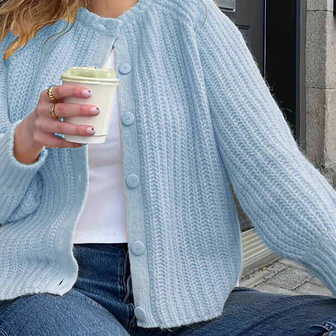 Gebreide Cardigan – Knoopsluiting & Lange Mouwen