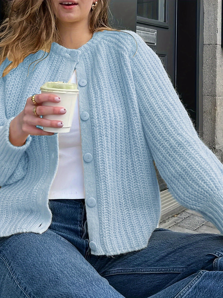Gebreide Cardigan – Knoopsluiting & Lange Mouwen