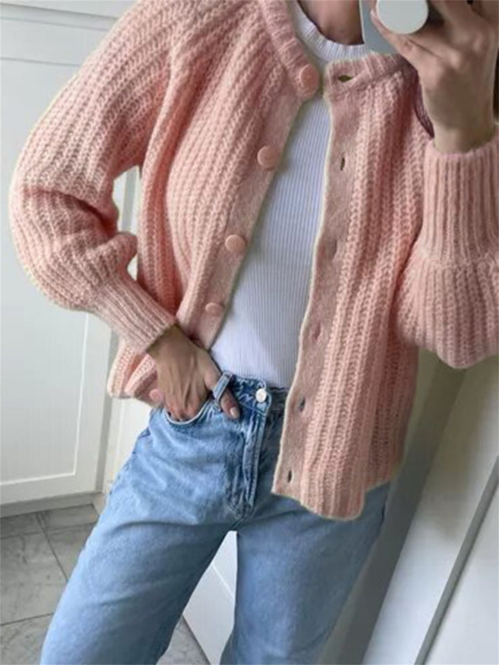 Gebreide Cardigan – Knoopsluiting & Lange Mouwen