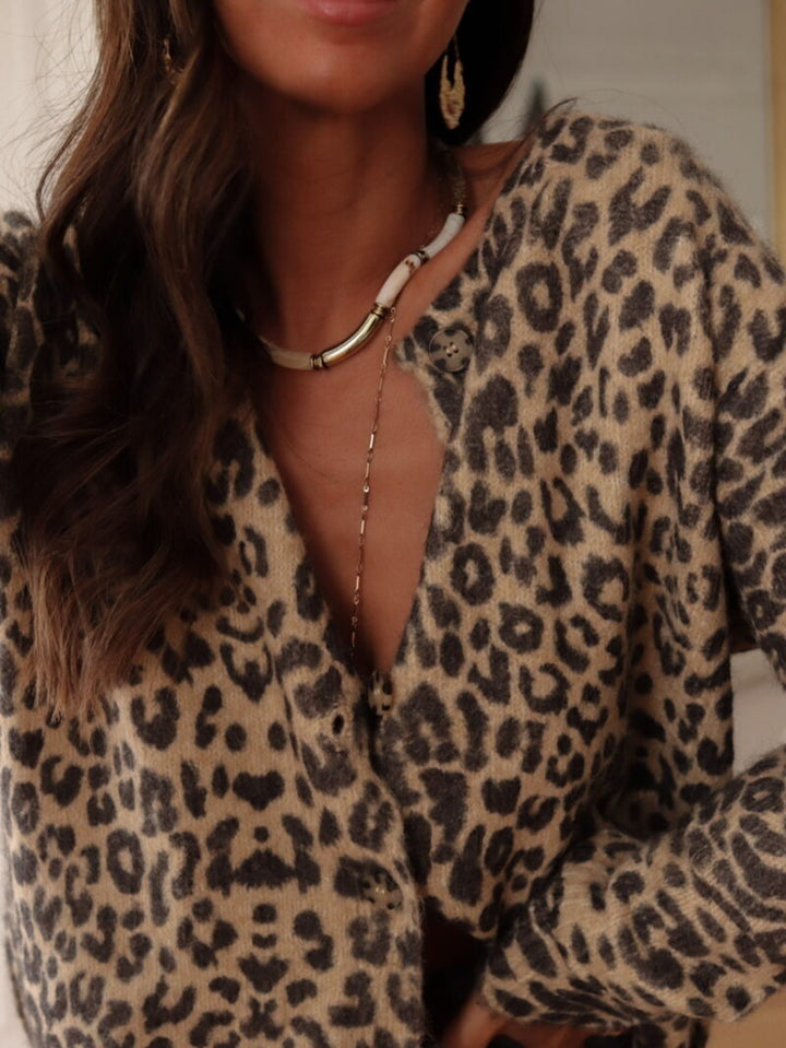 Gebreide Cardigan – Luipaardprint & Warme Bewegingsvrijheid