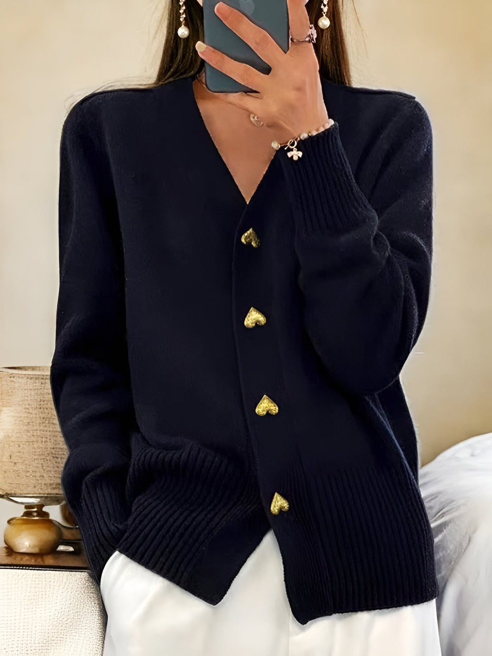 Gebreide Cardigan – Wolmix Structuur & Knoopsluiting