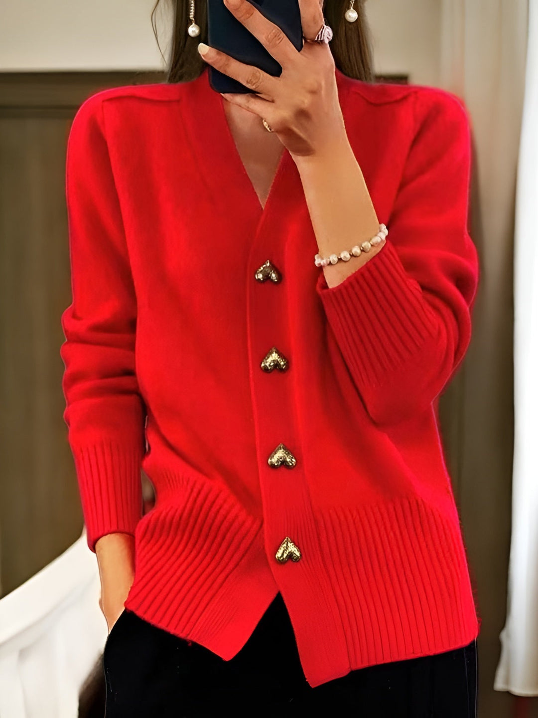 Gebreide Cardigan – Wolmix Structuur & Knoopsluiting