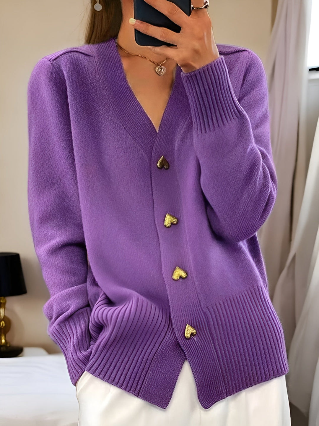 Gebreide Cardigan – Wolmix Structuur & Knoopsluiting