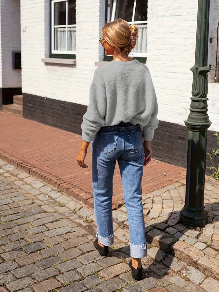 Gebreide Katoenmix Cardigan – Knoopsluiting En Losse Pas
