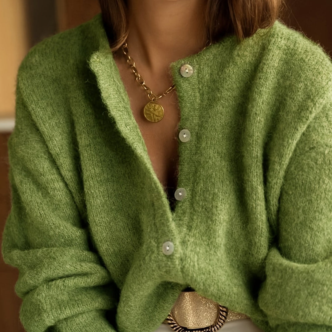 Gebreide Katoenmix Cardigan – Knoopsluiting En Losse Pas
