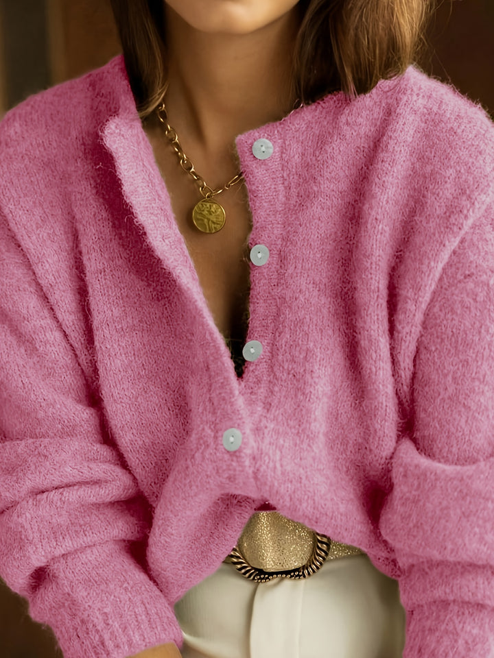 Gebreide Katoenmix Cardigan – Knoopsluiting En Losse Pas