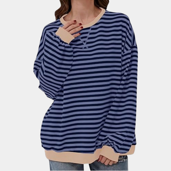 Gebreide Oversized Gestreepte Trui van Wol