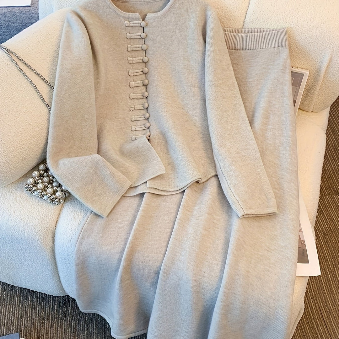 Gebreide Set - Asymmetrische Zoom & Losse Vorm Voor Beweging