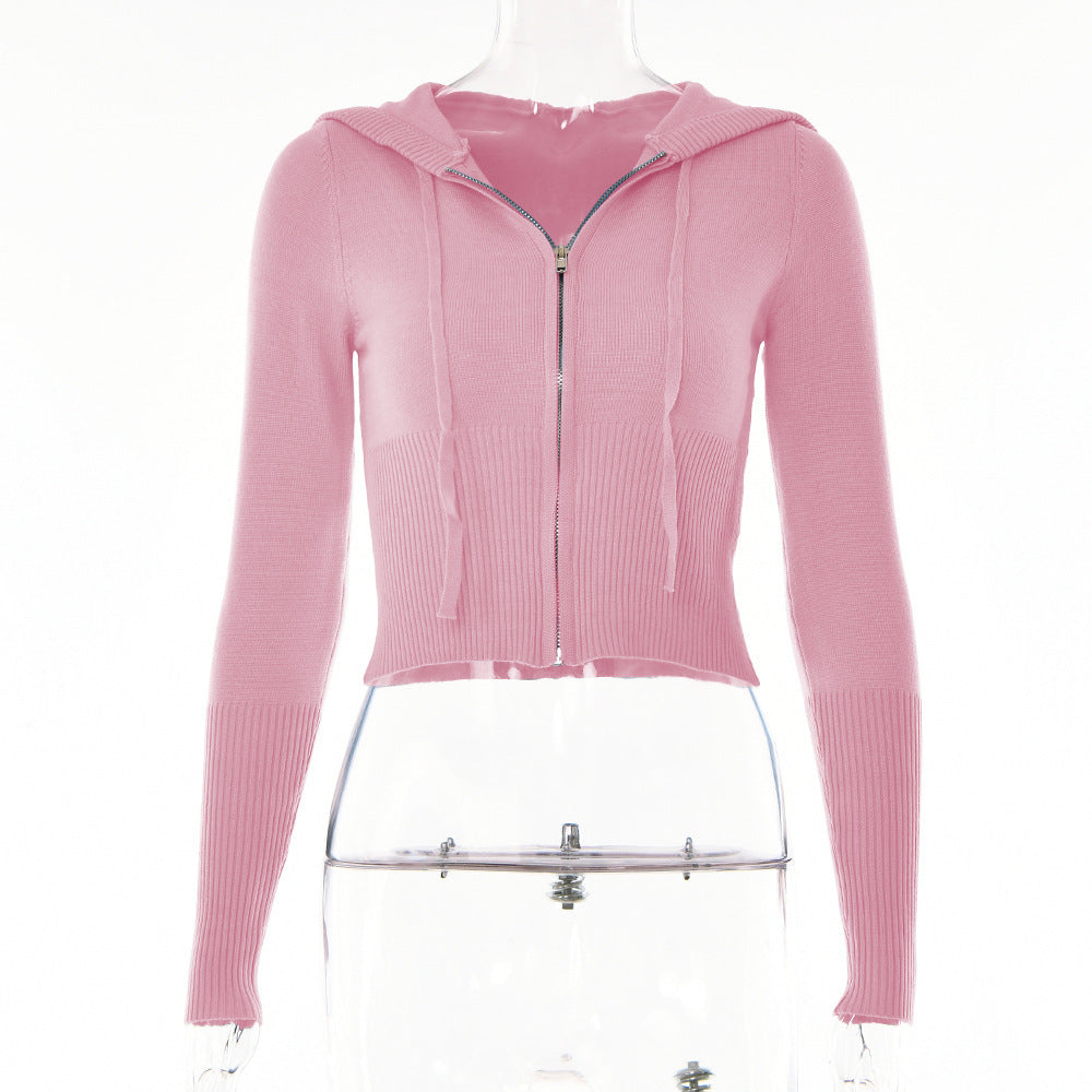 Gebreide Set – Ritsvest Met Capuchon En Hoge Taille Broek