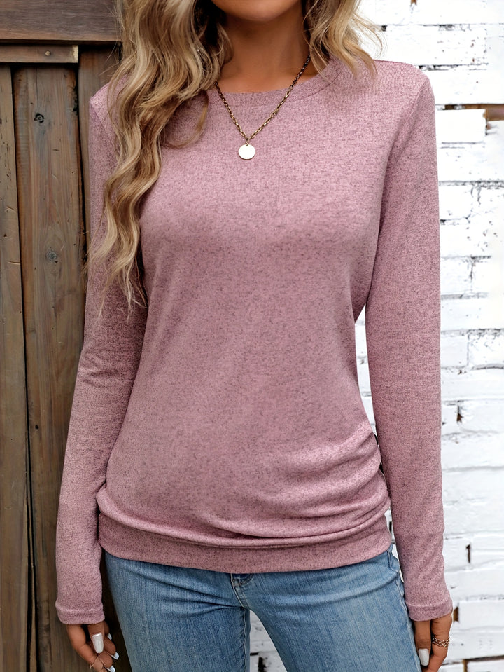 Gebreide Top – Ronde Hals & Knoopdetail voor Gemak