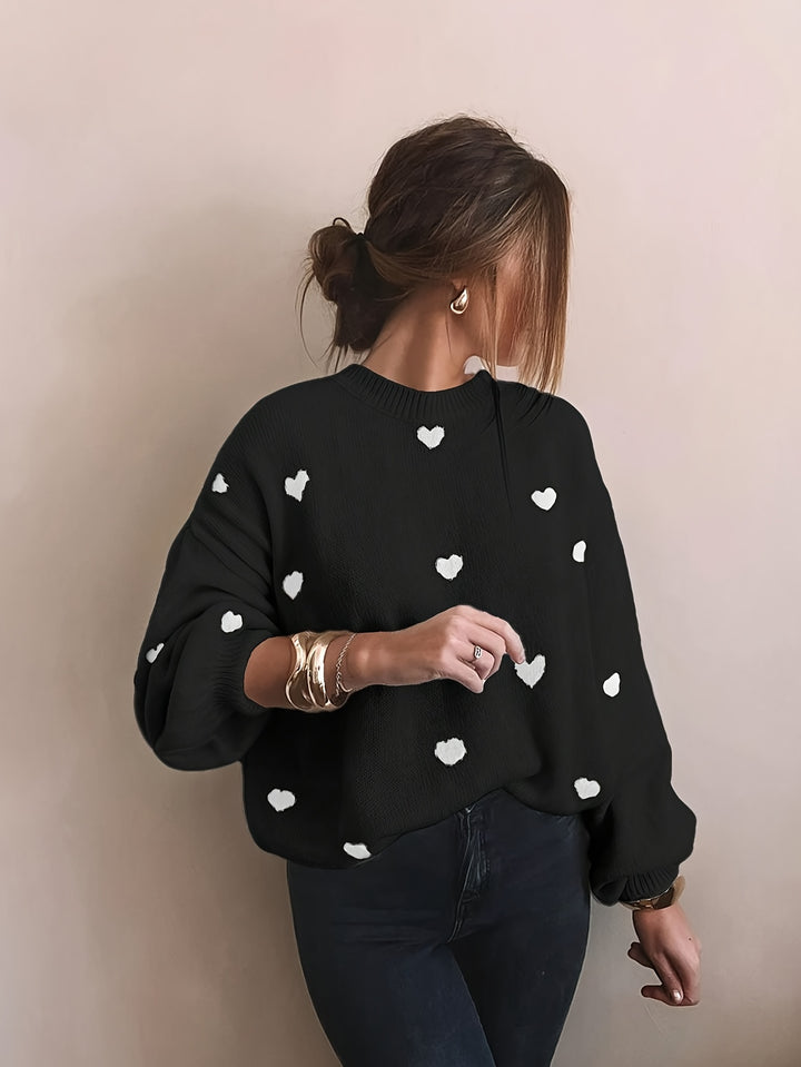 Gebreide Trui – Jacquard Hartmotief En Bewegingsvrijheid