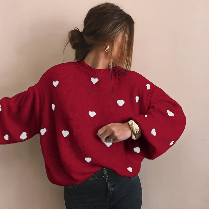 Gebreide Trui – Jacquard Hartmotief En Bewegingsvrijheid