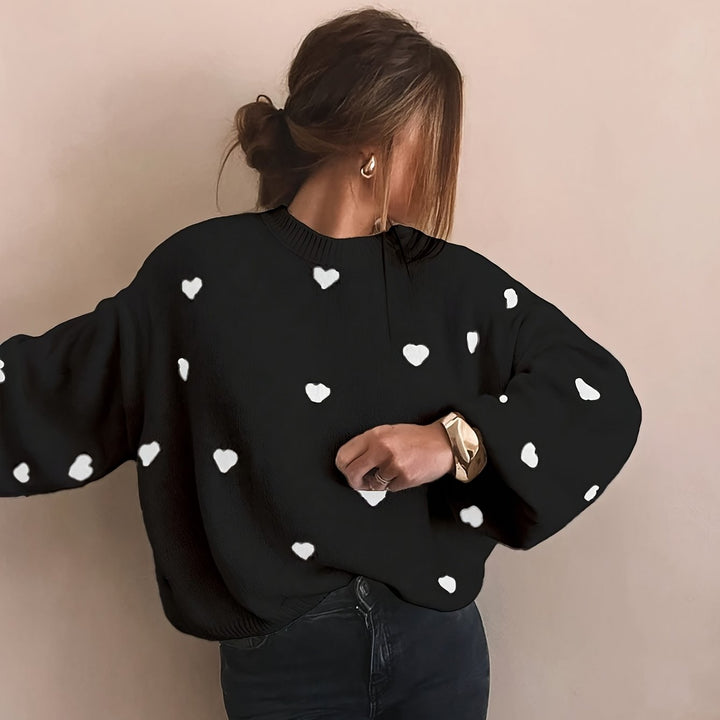 Gebreide Trui – Jacquard Hartmotief En Bewegingsvrijheid