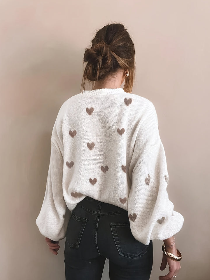 Gebreide Trui – Jacquard Hartmotief En Bewegingsvrijheid