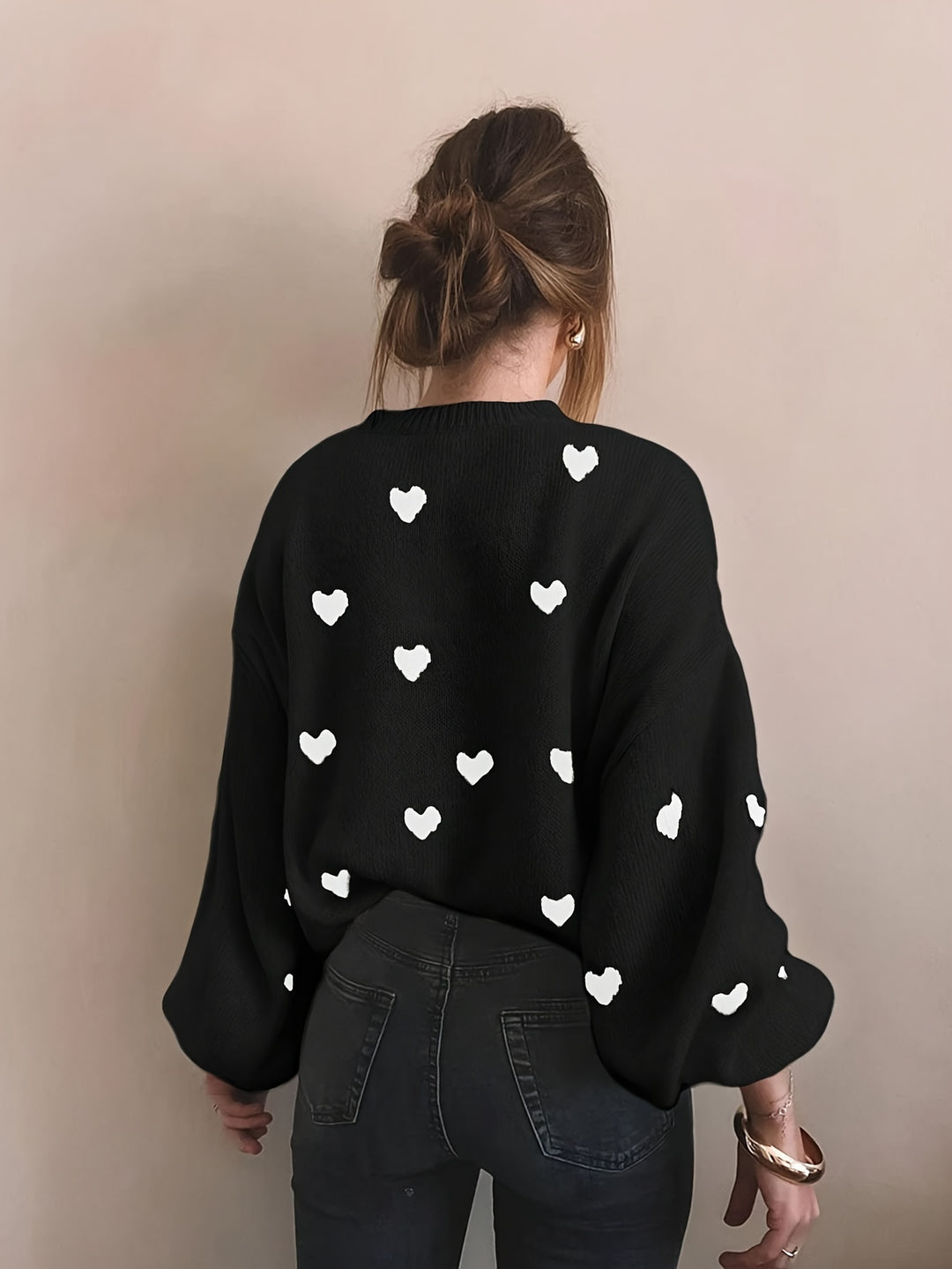 Gebreide Trui – Jacquard Hartmotief En Bewegingsvrijheid