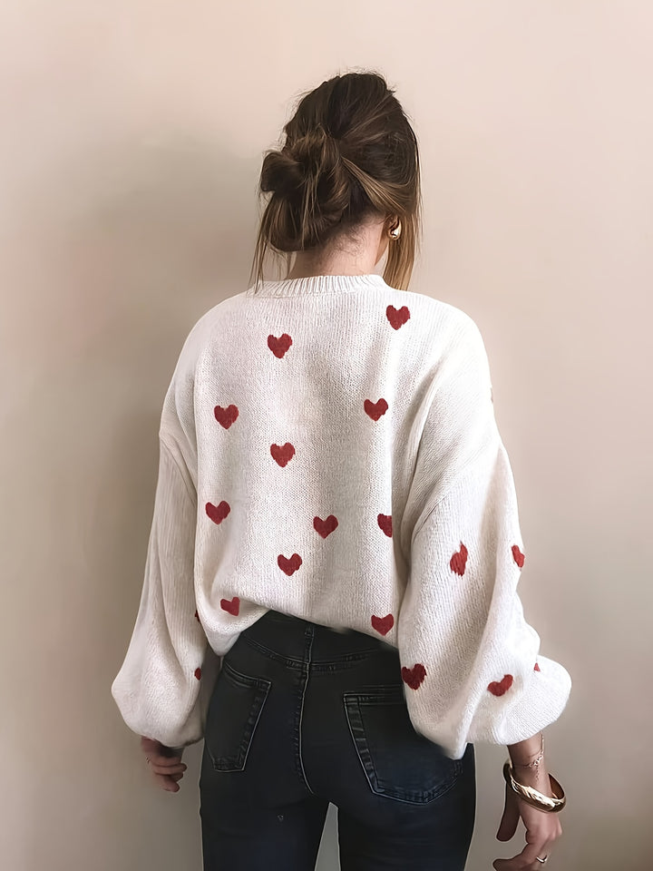 Gebreide Trui – Jacquard Hartmotief En Bewegingsvrijheid