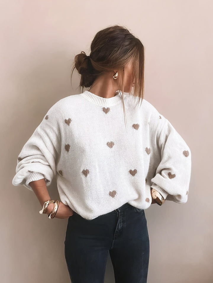Gebreide Trui – Jacquard Hartmotief En Bewegingsvrijheid