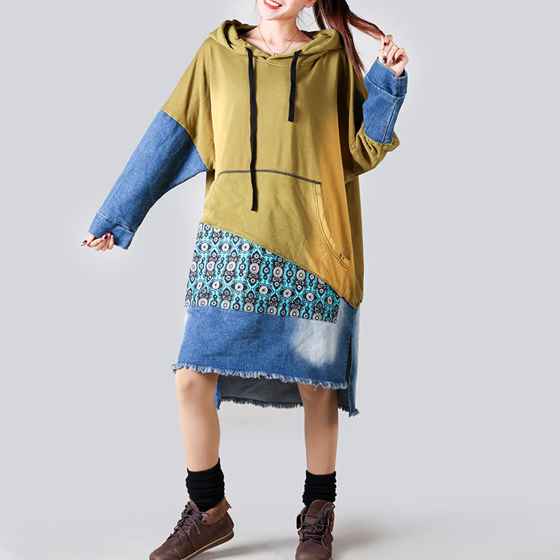 Gebreide Trui – Patchwork Ontwerp & Mid-lange Mouwen