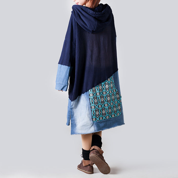 Gebreide Trui – Patchwork Ontwerp & Mid-lange Mouwen
