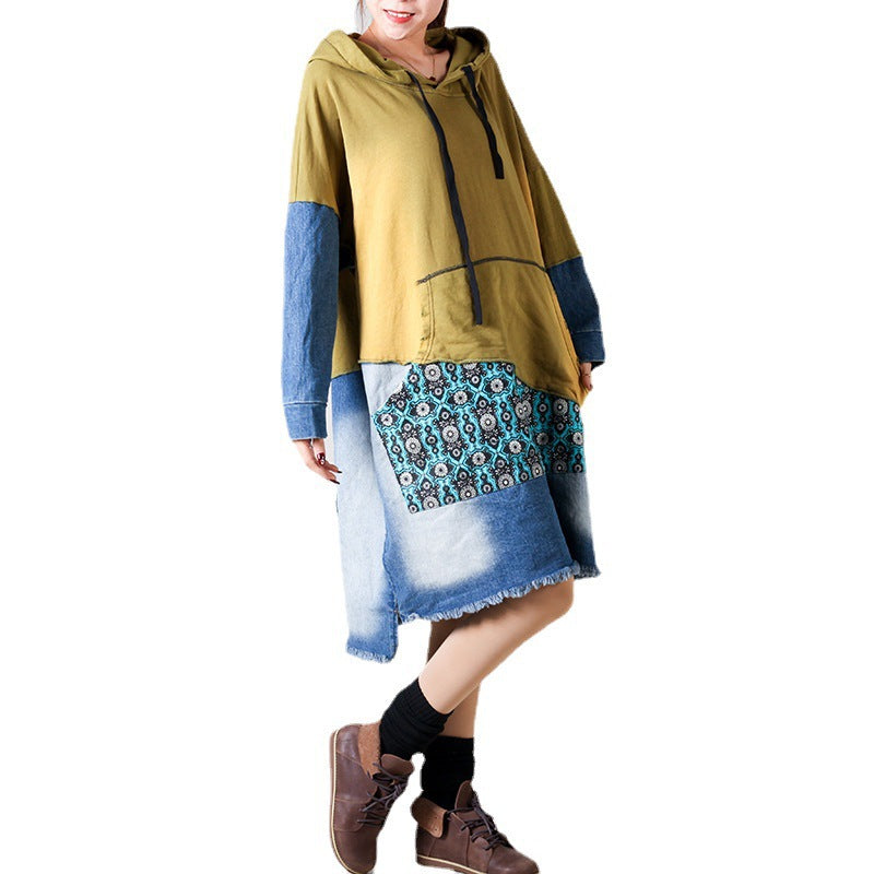 Gebreide Trui – Patchwork Ontwerp & Mid-lange Mouwen