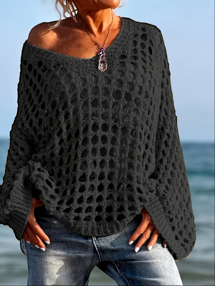 Gebreide top - Casual V-hals & lange mouwen