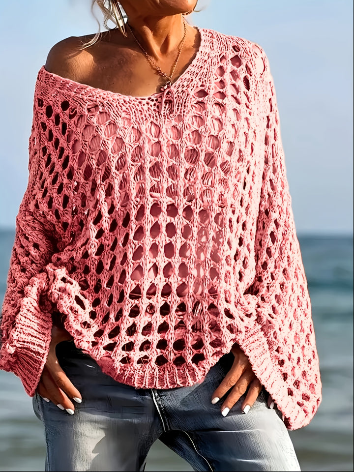 Gebreide top - Casual V-hals & lange mouwen