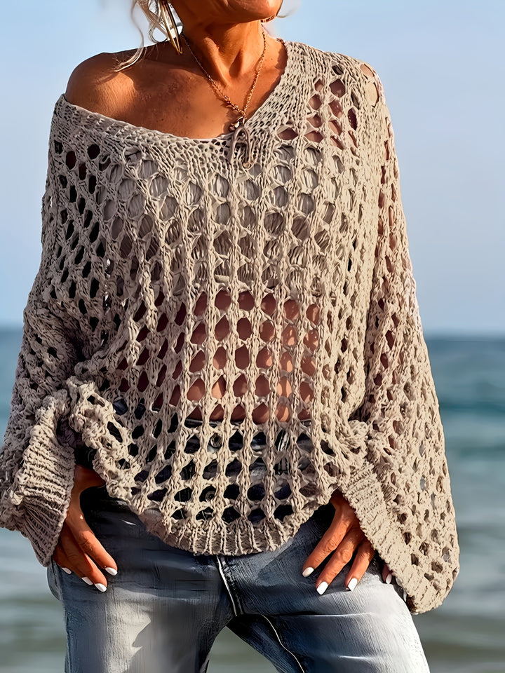 Gebreide top - Casual V-hals & lange mouwen