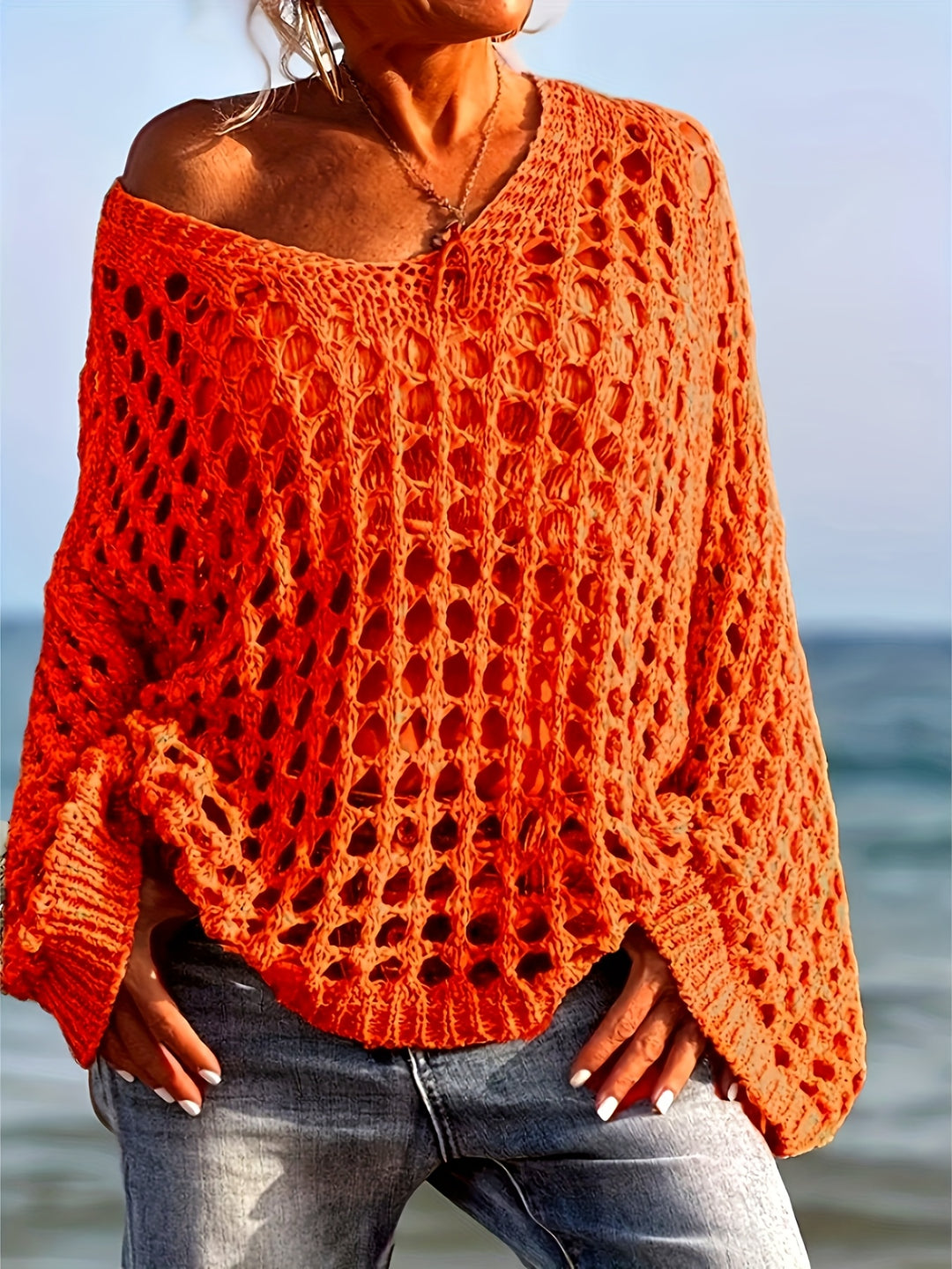 Gebreide top - Casual V-hals & lange mouwen