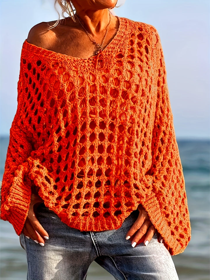 Gebreide top - Casual V-hals & lange mouwen