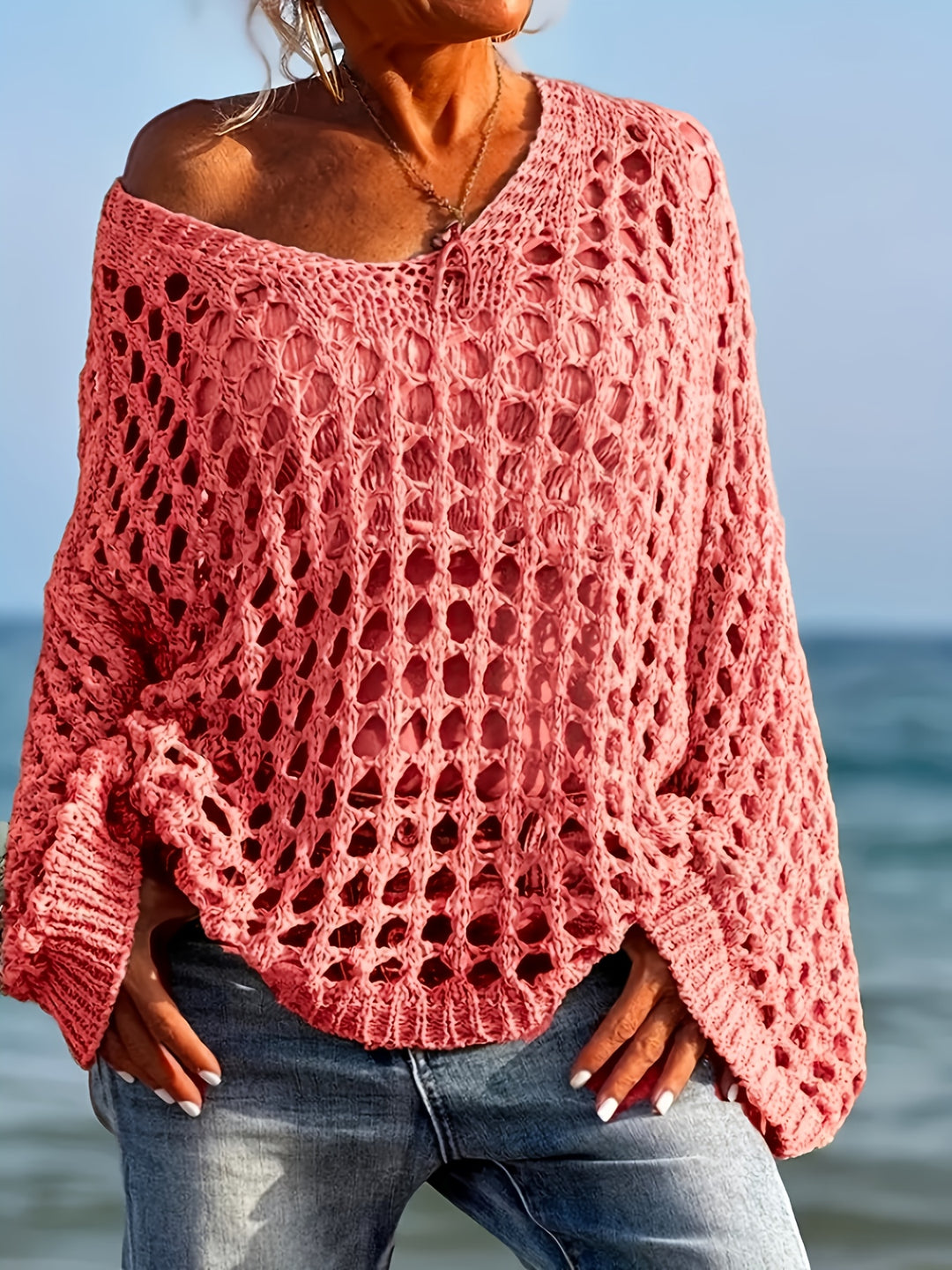 Gebreide top - Casual V-hals & lange mouwen