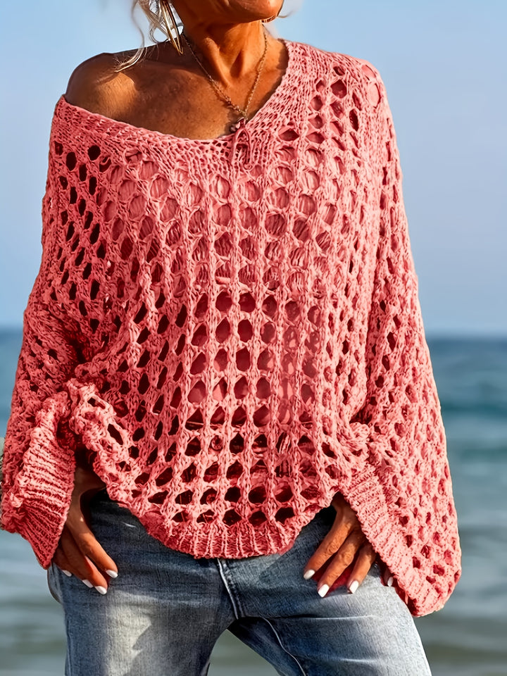 Gebreide top - Casual V-hals & lange mouwen
