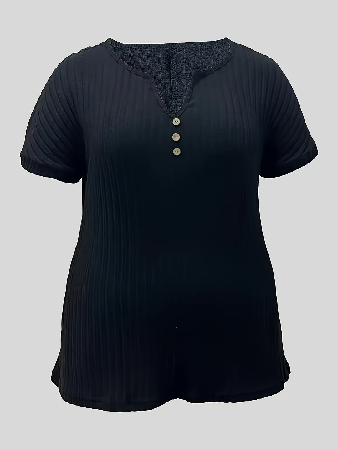 Gebreide top - V-hals en decoratieve knoopdetails