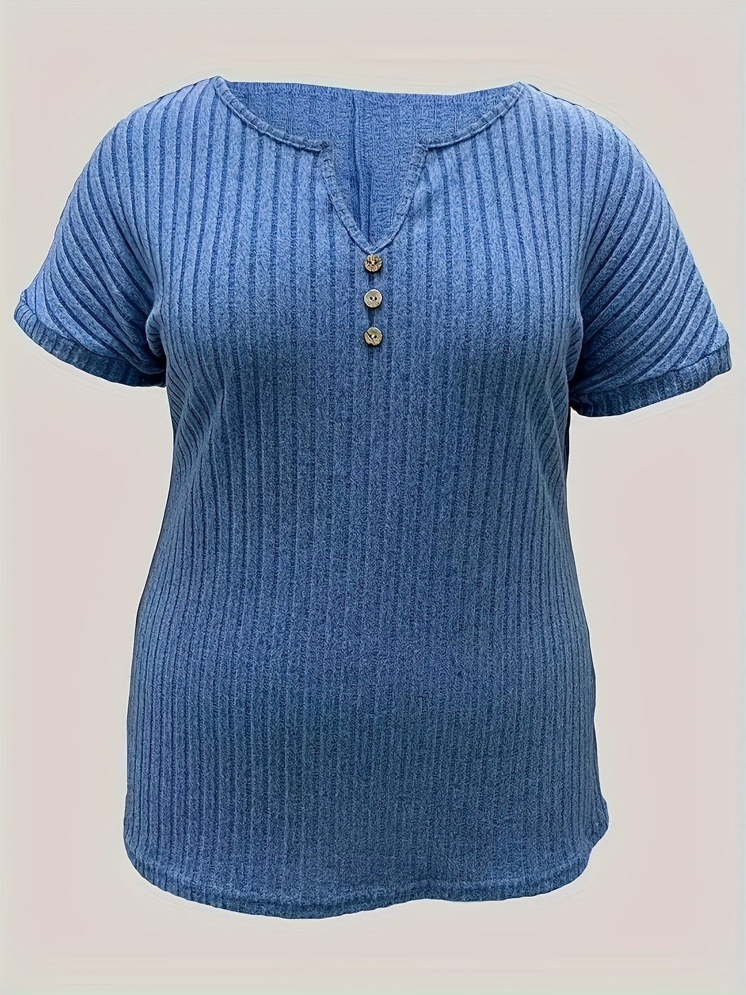 Gebreide top - V-hals en decoratieve knoopdetails
