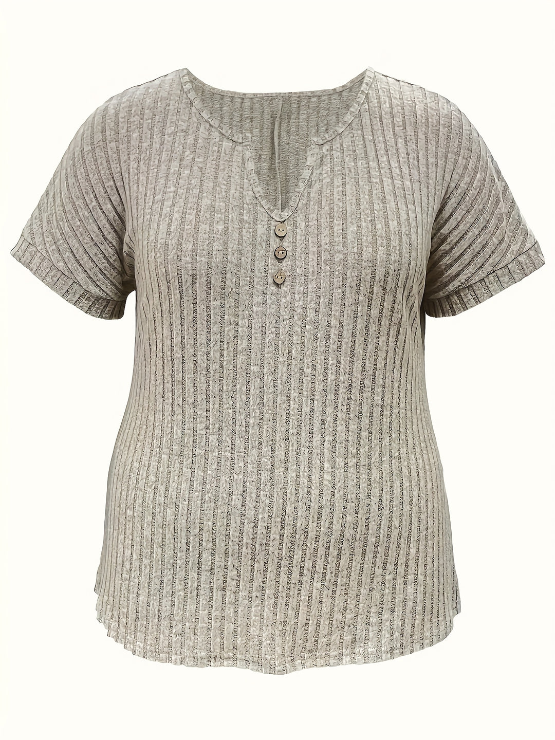 Gebreide top - V-hals en decoratieve knoopdetails