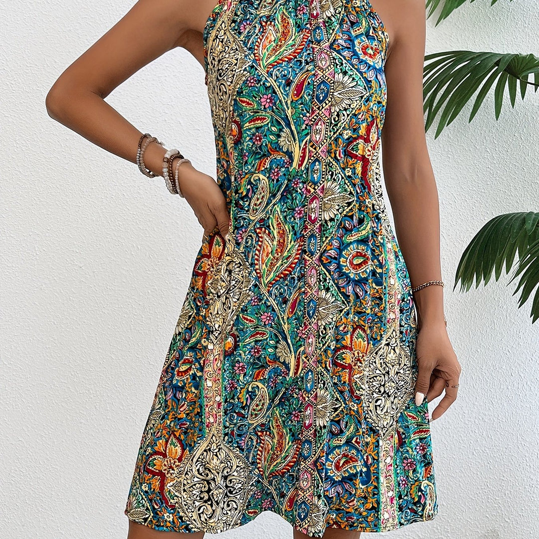 Geplooide Jurk – Bloemenprint & Mouwloos Ontwerp