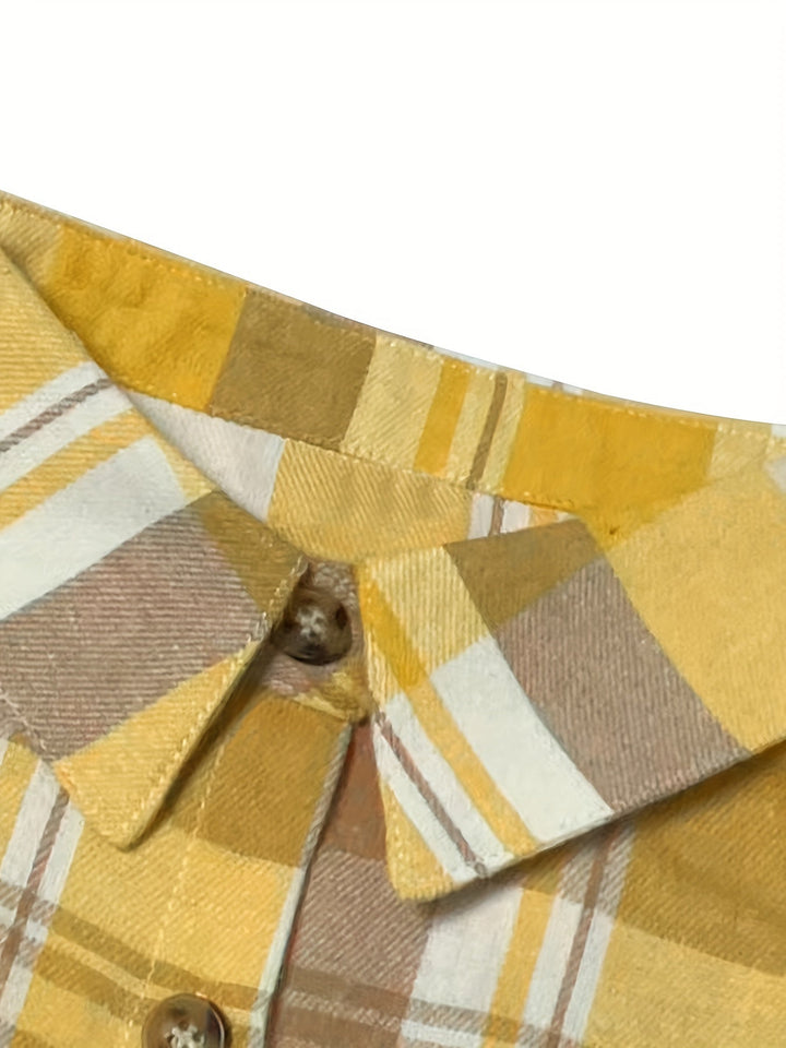 Geruite Overhemd Met Knopen - Polo Kraag En Sluiting Design