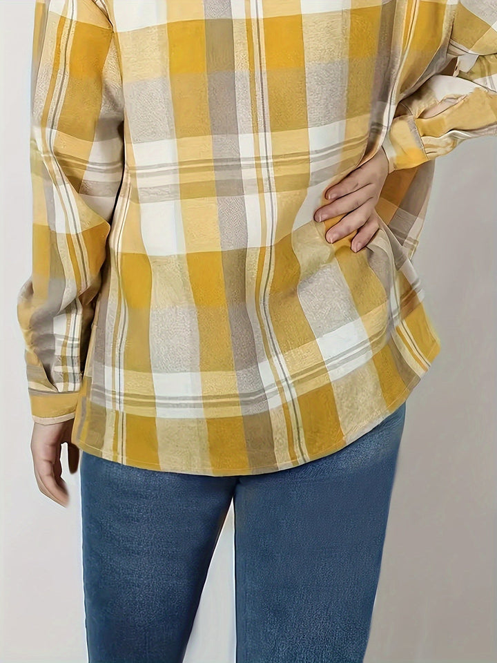Geruite Overhemd Met Knopen - Polo Kraag En Sluiting Design