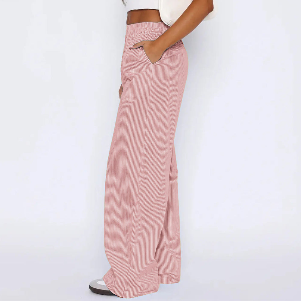 Gestreepte Broek – Hoge Taille & Losse Pasvorm Met Zakken