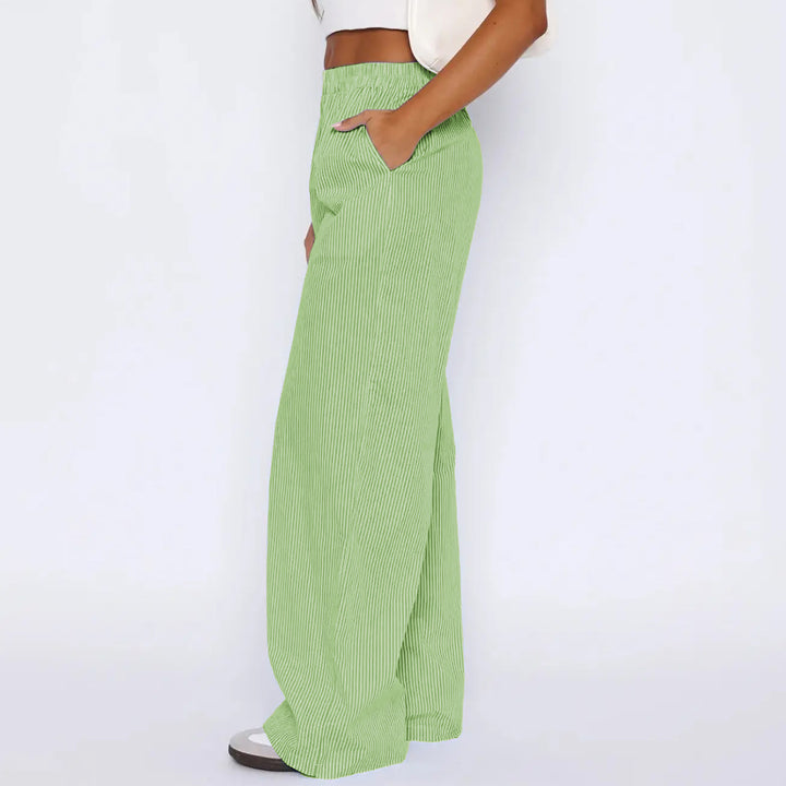 Gestreepte Broek – Hoge Taille & Losse Pasvorm Met Zakken