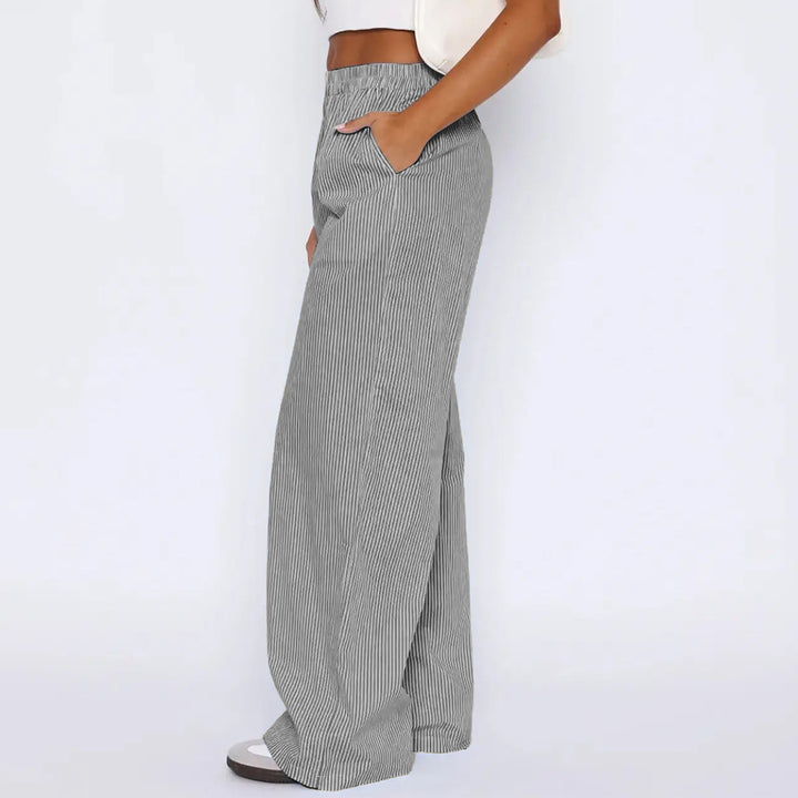 Gestreepte Broek – Hoge Taille & Losse Pasvorm Met Zakken