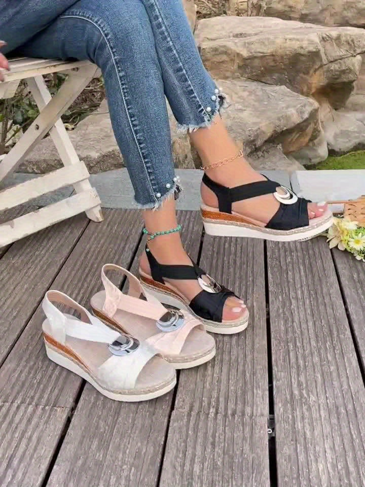 Gevlochten Touwsandalen - Open Teenontwerp & Plateauzool