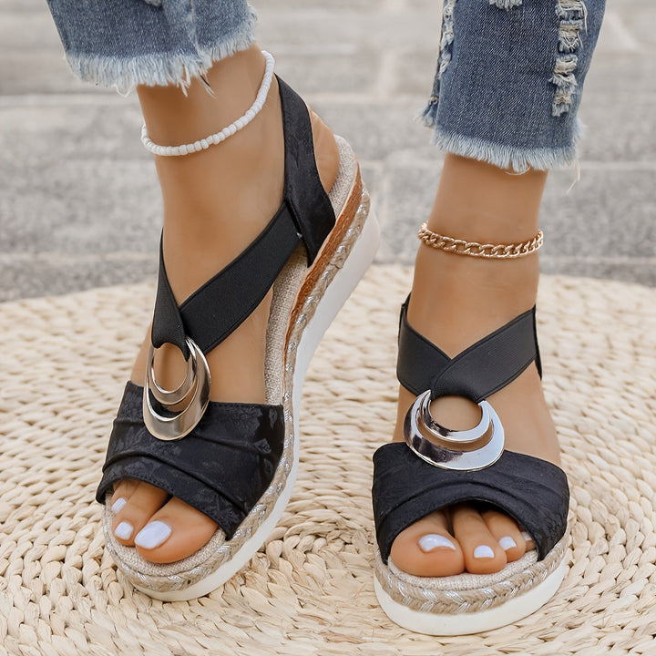 Gevlochten Touwsandalen - Open Teenontwerp & Plateauzool