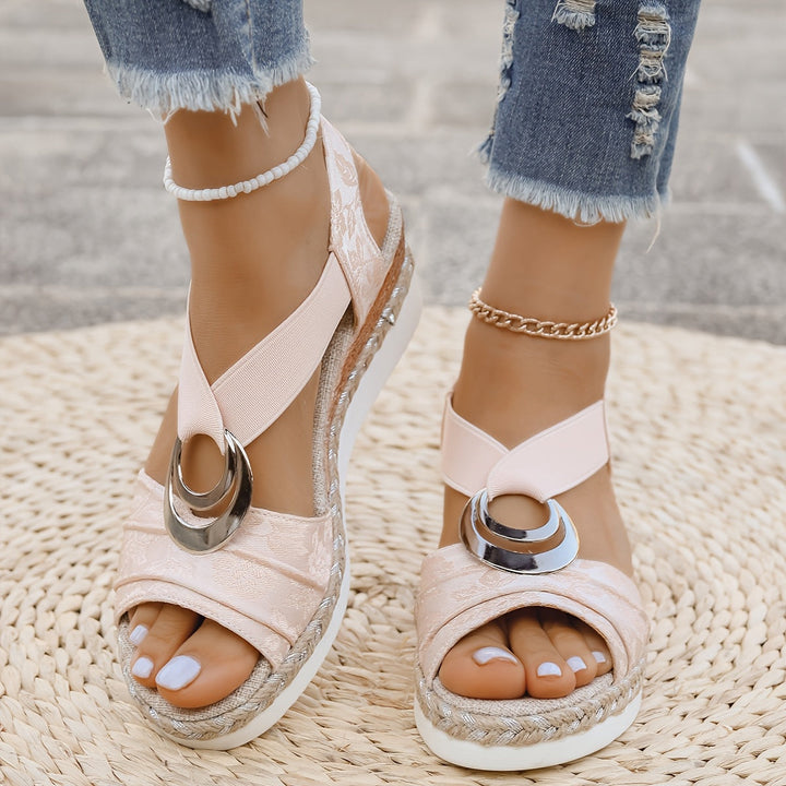 Gevlochten Touwsandalen - Open Teenontwerp & Plateauzool